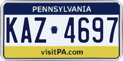 PA license plate KAZ4697