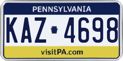 PA license plate KAZ4698
