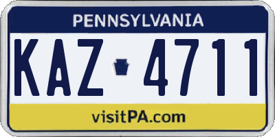 PA license plate KAZ4711