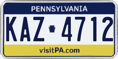PA license plate KAZ4712