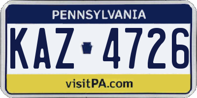 PA license plate KAZ4726