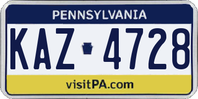 PA license plate KAZ4728