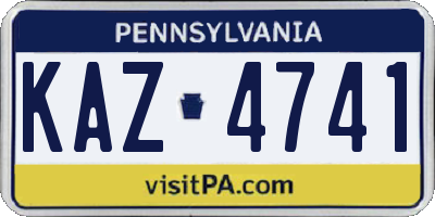PA license plate KAZ4741