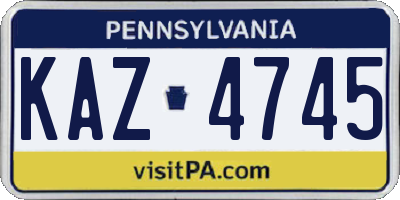 PA license plate KAZ4745