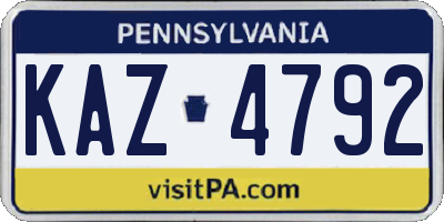 PA license plate KAZ4792