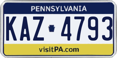 PA license plate KAZ4793