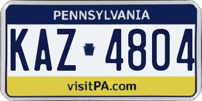 PA license plate KAZ4804