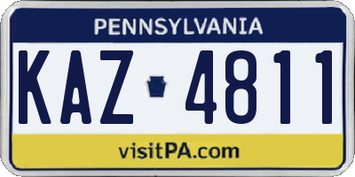 PA license plate KAZ4811