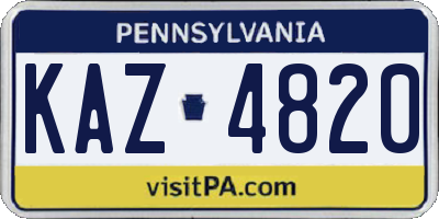 PA license plate KAZ4820