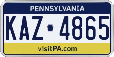 PA license plate KAZ4865