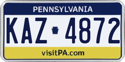 PA license plate KAZ4872