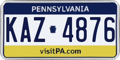 PA license plate KAZ4876