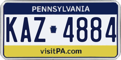 PA license plate KAZ4884
