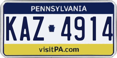 PA license plate KAZ4914