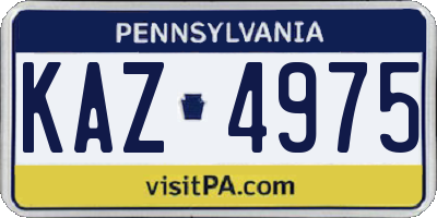 PA license plate KAZ4975