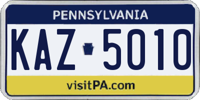 PA license plate KAZ5010