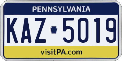 PA license plate KAZ5019