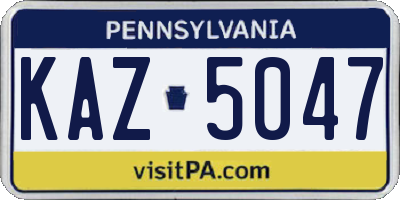 PA license plate KAZ5047