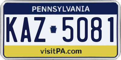 PA license plate KAZ5081