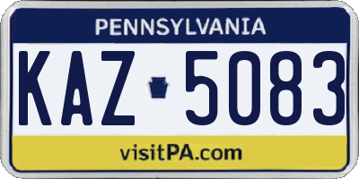 PA license plate KAZ5083