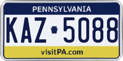 PA license plate KAZ5088