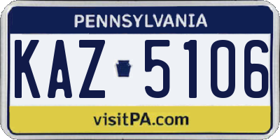 PA license plate KAZ5106