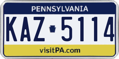 PA license plate KAZ5114