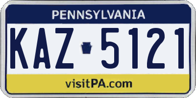 PA license plate KAZ5121
