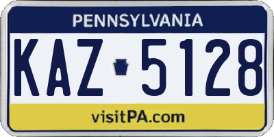 PA license plate KAZ5128