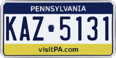 PA license plate KAZ5131