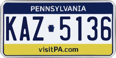 PA license plate KAZ5136