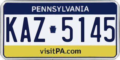 PA license plate KAZ5145