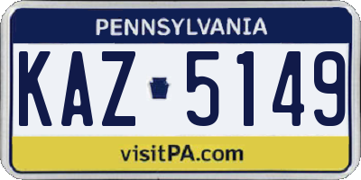 PA license plate KAZ5149