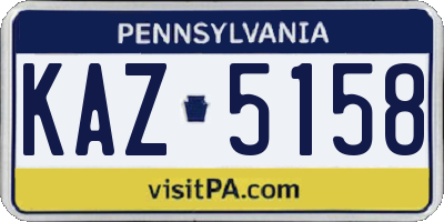 PA license plate KAZ5158