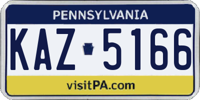 PA license plate KAZ5166