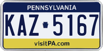 PA license plate KAZ5167