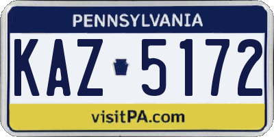 PA license plate KAZ5172