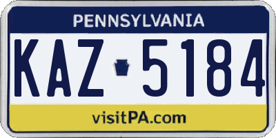 PA license plate KAZ5184