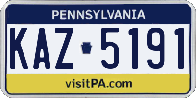 PA license plate KAZ5191