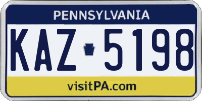 PA license plate KAZ5198