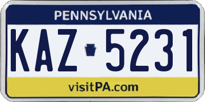PA license plate KAZ5231