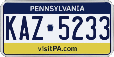 PA license plate KAZ5233