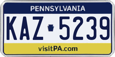 PA license plate KAZ5239
