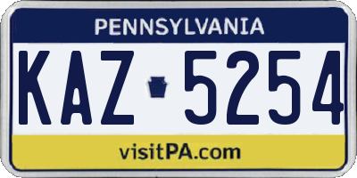PA license plate KAZ5254