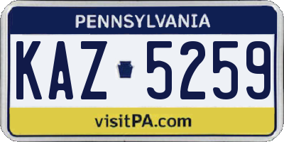 PA license plate KAZ5259