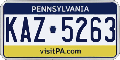 PA license plate KAZ5263