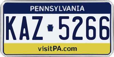 PA license plate KAZ5266