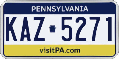 PA license plate KAZ5271