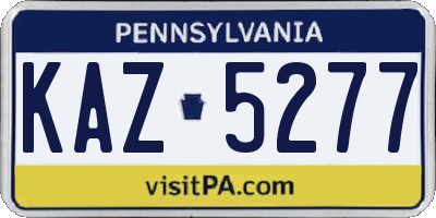 PA license plate KAZ5277