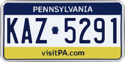PA license plate KAZ5291